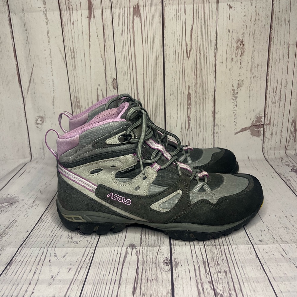 Asolo Gray and Pink Lace-Up Women's Hiking Boots